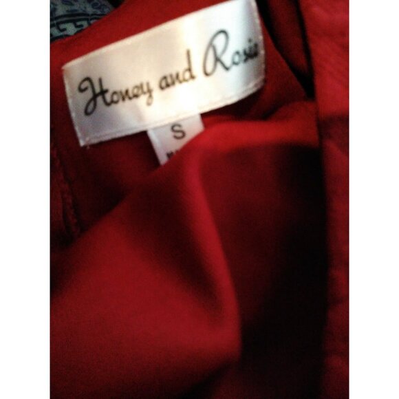 Honey and Rosie Dress Womens Sz S Ruby Red Rose Sleeveless Fit n Flare NEW - Picture 6 of 7
